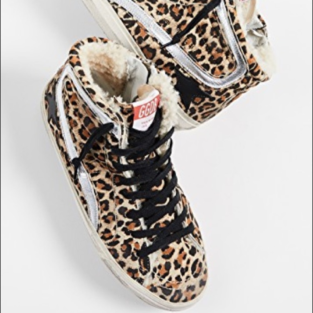 Golden Goose Slide Sneakers Leopard Sherpa 37 NIB - Picture 2 of 8